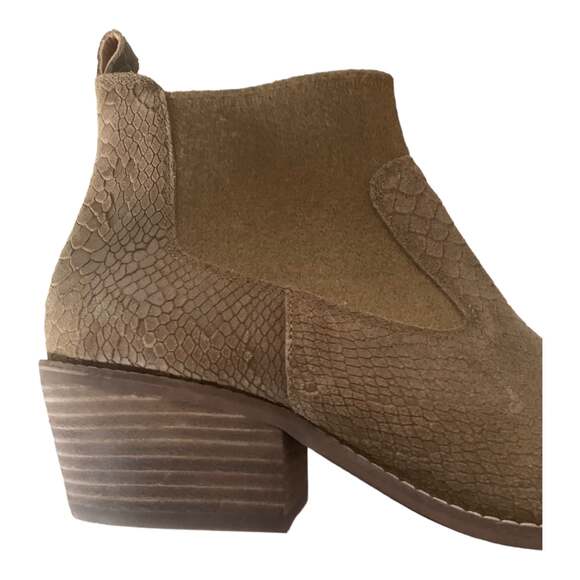 Crown vintage pull on booties brown faux animal croc print size 9 heeled woman’s - Picture 5 of 10